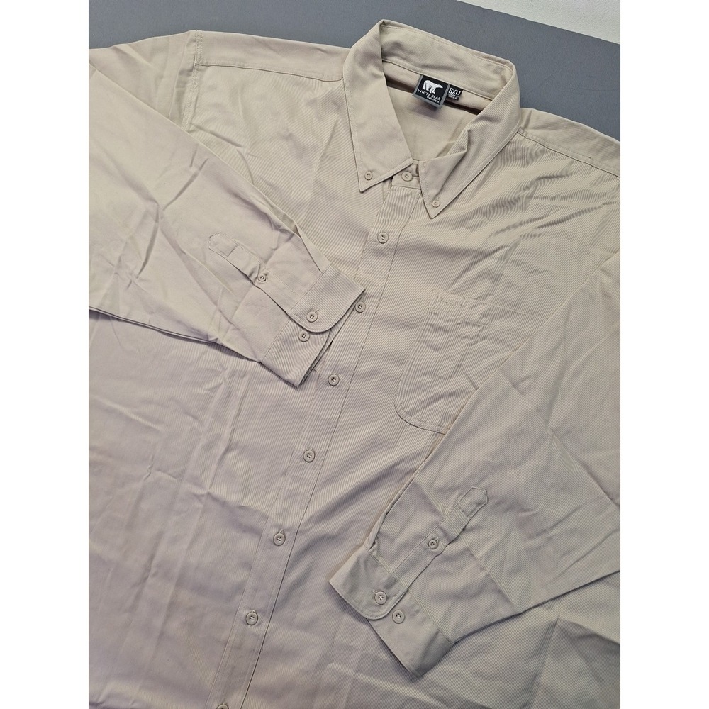 White Bear Clothing Co. Heavyweight Button-Down 6XLT Beige Work Shirt Office